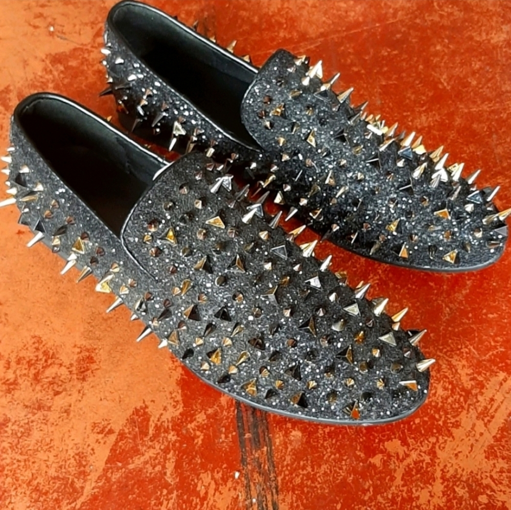 Black and Gold Spike Dress Shoes
